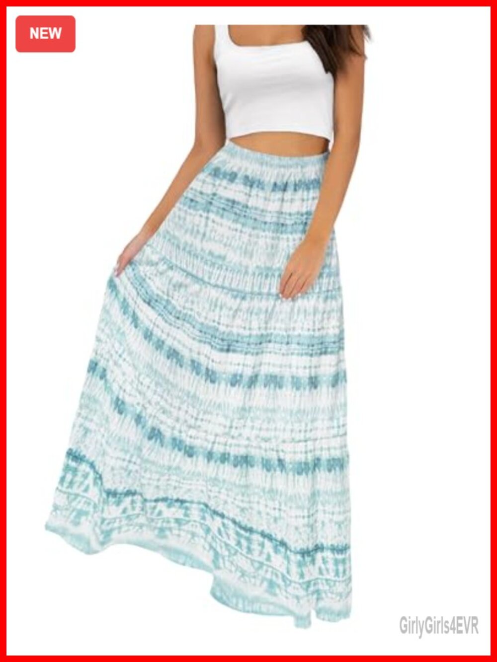 Womens A-Line Tiered Maxi Skirt Pleated High Waist Flowy Long Skirt